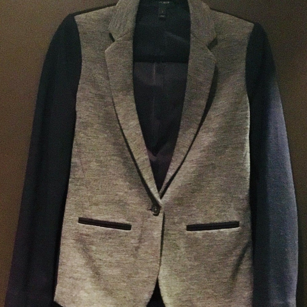J. Crew blazer navy and gray. Size 2 wool blend.